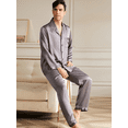 thumbnail image 5 of THXSILK Silk Pajamas for Men, 2 pcs Long Pajamas Set, Natural 19 Momme Mulberry Silk, Soft& Lightweight, Gray, XS, 5 of 6