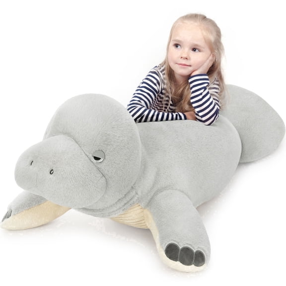 Muiteiur 47.2" Manatee Plush Toy Giant Manatee Stuffed Animal Body Pillow