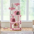 thumbnail image 2 of Yaheetech 62"H Multi Level Cat Tree Tower with 2 Condos & Scratching Post, Pink, 2 of 8