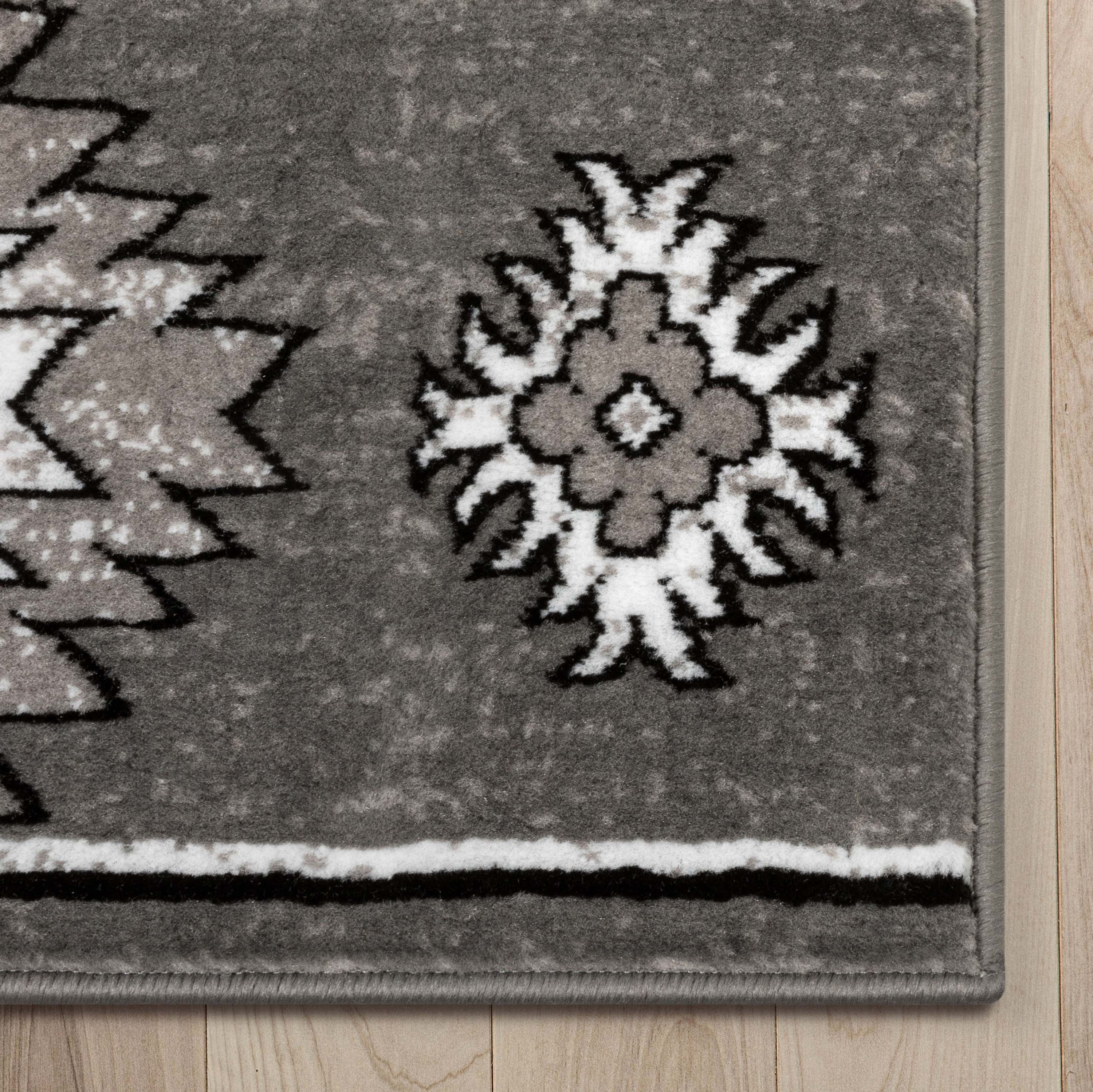 Well Woven Dulcet Rodrigo Moroccan Medallion Grey 2'3" x 7'3" Runner Rug