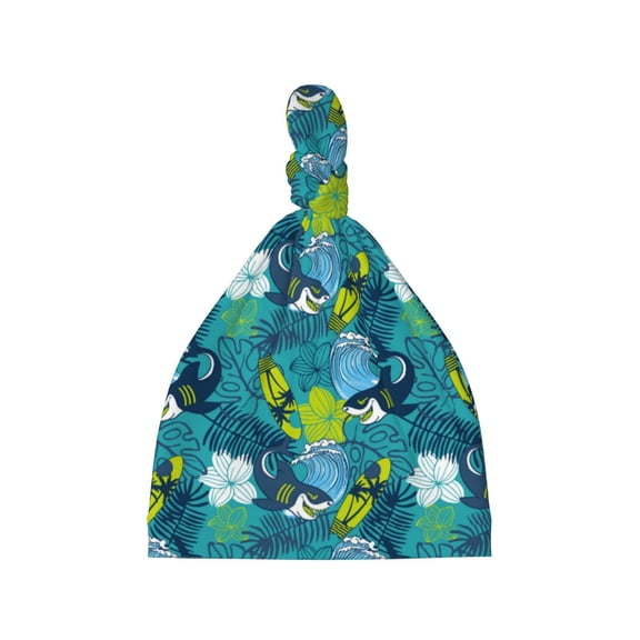 Picia Shark And Leaves Printed Preemie Hats for Baby Girls Cotton Premature Knot Hats Newborn Hospital Cap Warm Knot Beanie Nicu for Preemie Girls and Boys