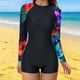 thumbnail image 5 of TaTaai Women Printed Conservative Long Sleeve One Piece Wetsuit Full Zip Stretch Surf Swimsuit Ladies Diving Beach Wear UV Protection Quick-Drying Comfortable Swimwear Gift, 5 of 7