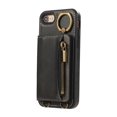 thumbnail image 6 of for iPhone 7 / 8 / SE 2022 & 2020 PU Leather Case, Card Slots and Zipper Pocket Kickstand, Classic Protective Shockproof Lightweight Ultra Slim lip Case Finger Ring Wrist Strap, Black, 6 of 7