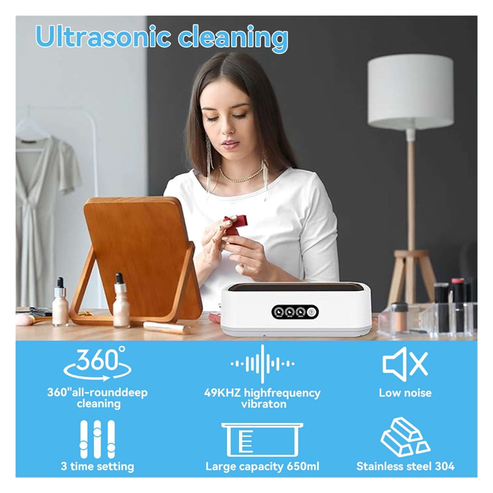 Ultrasonic Cleaning Machine Glasses Cleaning Machine Large Capacity Jewelry Professional Cleaner ,Convenient to Use