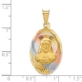 thumbnail image 3 of 14k Yellow with White Rhodium Two-tone Gold Polished & Diamond-cut Sagrado Corazon Oval Pendant, 3 of 4