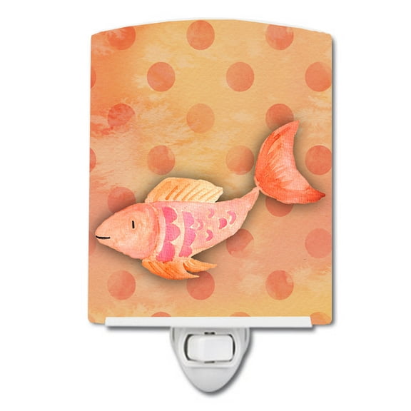Caroline's Treasures BB7387CNL Orange Fish Watercolor Ceramic Night Light, 6x4x3", multicolor