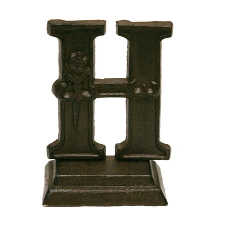 Iron Ornate Standing Monogram Letter H Tabletop Figurine 5 Inches