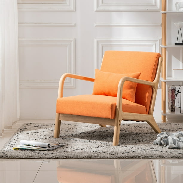 Ktaxon Modern Mid Century Accent Chair Lounge Chair Orange Walmart Com Walmart Com