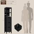thumbnail image 2 of 56”H Bathroom Storage Cabinet, Narrow Freestanding Floor Cabinet with 3 Drawers & 2 Shelves, Tall Slim Bathroom Organization for Living Room/Hallway/Small Space,Black, 2 of 17