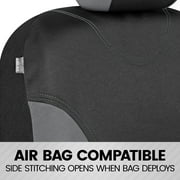 BDK UltraSleek Gray Seat Covers for Cars, Two-Tone Front Seat Covers with Matching Back Car Seat Cover, Made to Fit Most Auto Truck Van SUV, Interior Car Accessories, Car Seat Covers Full Set