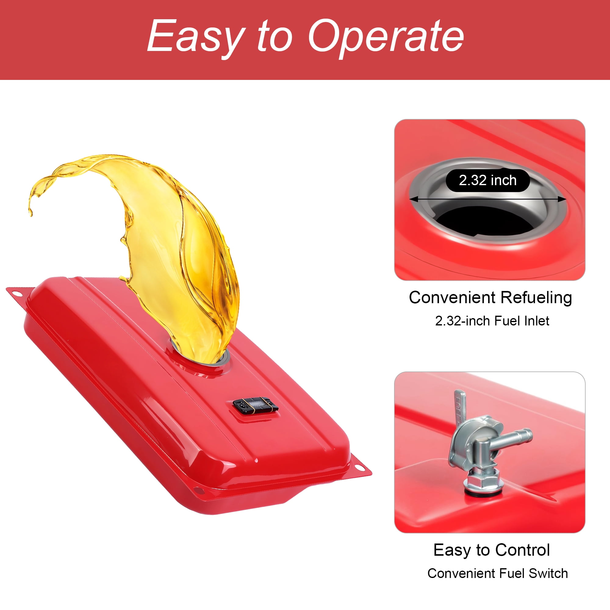 Universal 5 Gallon Gas Tank for Generator, Generator Fuel Tank, Unscrew the tank cap to get all of the accessories
