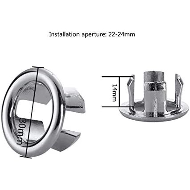 Tapón con 2 anillos redondos para lavabo o rebosadero de fregadero – 3 piezas