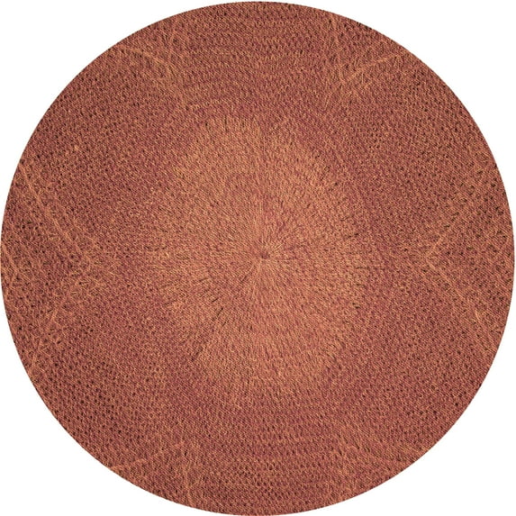 Ahgly Company Indoor Round Patterned Bright Orange Area Rugs, 4' Round