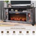 thumbnail image 5 of OKD Farmhouse Fireplace TV Stand for TVs up to 80" – 42" Electric Fireplace, LED Lights & Ample Storage | Modern Rustic Entertainment Center with Cabinets, Dark Rustic Oak, 5 of 9