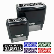 Junk Mail Refused Return to Sender Self-Inking Rubber Stamp Ink Stamper for Business Office - Green Ink - Small 1-1/2 Inch