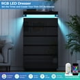 thumbnail image 4 of NEGYLIM 6 Drawer Black Dresser, High Gloss Dresser with LED Light for Bedroom, Living Room, Hallway, Easy Assembly, 4 of 11