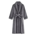 thumbnail image 4 of Fleece Robes for Men Long Sleeve Plush Bathrobes with Pockets and Belt Open Front Casual Solid Thermal Warm Flannel Ankle Length Loungewear Bath Robe, 4 of 7
