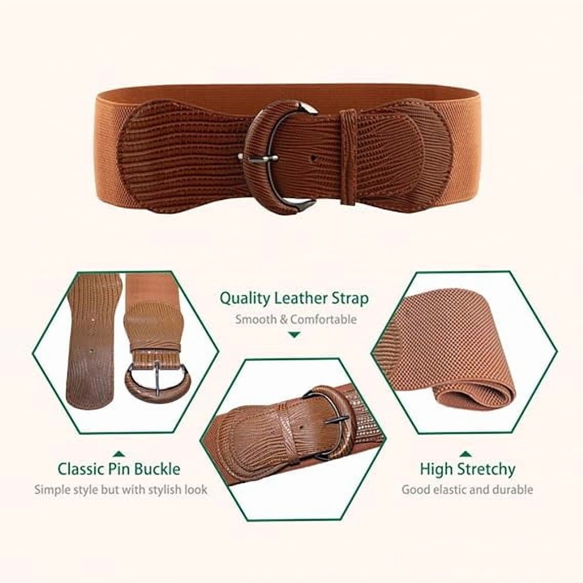 ICE PU Leather Elastic Wide Belt for Women Ladies Dress  display picture 3