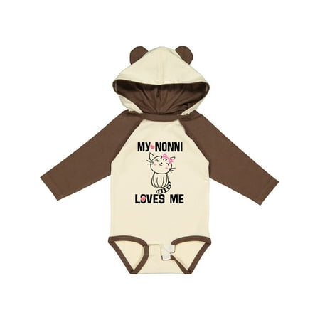 

Inktastic Nonni Loves Me Granddaughter Kitty Cat Gift Baby Girl Long Sleeve Bodysuit