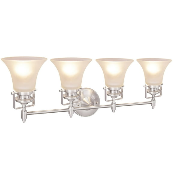 Aspen Creative 62160, Four-Light Metal Bathroom Vanity Wall Light Fixture, 28-1/2" Wide, Transitional Design in Brushed Nickel