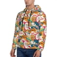 thumbnail image 3 of Picia Retro Summer Stamp Pattern Casual Men's Hoodie - Lightweight Hooded Sweatshirt with Kangaroo Pocket, Comfortable Pullover for Everyday, Travel-Medium, 3 of 7
