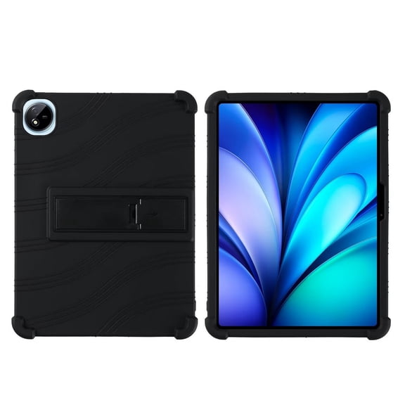 DWaybox Kids-Proof Case for vivo Pad5e 12.1 inch 2025 Model, Shockproof Soft Silicone Cover with Thickened Corners & Adjustable Kickstand, Anti-Drop Protective Shell -Black