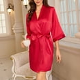 thumbnail image 2 of XuJwPNcy Women's Silk Robe Set V-Neck Half Sleeve 2 Piece Robes and Satin Bathrobe Set with Belt, 2 of 7