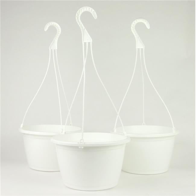 10" WHITE HANGING BASKETS {Set of 50} Plastic CONTEMPO SWIRL flower pots 