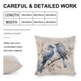 thumbnail image 2 of Decorative Square Pillowcase Cushion Case Spring Summer Vintage Birds with Leaves Cushion Case Elegant Blue Gray Birds Watercolor Wildlife Cooling Pillowcase for Living Room Bedroom 16"x16", 2 of 7