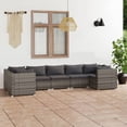 thumbnail image 1 of vidaXL 7 Piece Garden Lounge Set with Cushions Poly Rattan Grey, 1 of 4