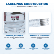 LaceLinks Elastic Shoelaces – Stretchy Shoelaces for Adults & Kids, Sneakers, Running and Casual Shoes (White)