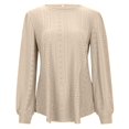 thumbnail image 6 of Wangmeiwg Womens Long Sleeve Eyelet Tops Crew Neck Fall Shirts Casual Loose Blouses Trendy Clothes Tops Long Sleeve for Women, 6 of 8