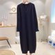 thumbnail image 5 of Vestido suéter de alta calidad para mujer, talla 10XL, 150kg, Color sólido, jersey con cuello en V, vestido largo grueso de otoño e invierno, 5 of 5