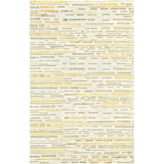 Feizy Keystone Transitional Stripes, Ivory/Green/Yellow, 5'6" x 8'6" Area Rug Sheen Handmade Fade Resistant Casual Design Carpet for Living Dining Bed Room
