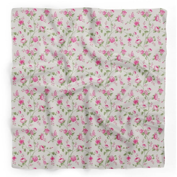 Bimba Pink Leaves,Lilac & Peony Floral Printed Pure Silk Scarf For Hair Neck Head Bandanas For Women 40 x 80 Inches