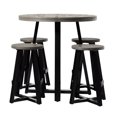 thumbnail image 4 of 5-Piece Distressed Solid Wood Counter Height Dining Set - Gray / Black, 4 of 6