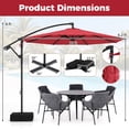 thumbnail image 2 of Costway Parasol Suspendu Déporté de 10 Pi avec Base pour Patio, Rotation à 360°, Rouge, 2 of 10