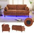 thumbnail image 2 of 68.9" Sofa Couch,Modern 2 Seater Upholstered Loveseat Sofa Couch with LED light&USB for Living Room,Bedroom,Orange, 2 of 8