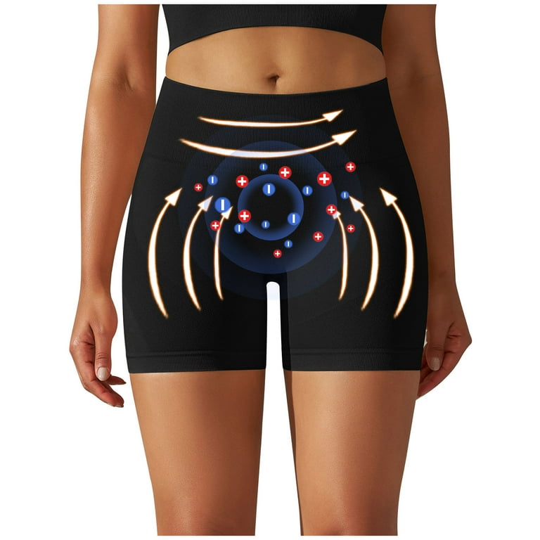 Elainilye Fashion High Waist Yoga Shorts for Women's Tummy Control Shaping  Shorts Comfort Breathable Shapewear Workout Gym Shorts,Black