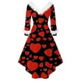 thumbnail image 4 of 2026 Valentines Day Dresses for Women V Neck Long Sleeve High Low Dresses Plush Collar Vintage Party Dress Red M, 4 of 4