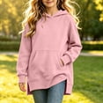 thumbnail image 5 of Tween Girls Long Tunic Hoodies Long Sleeve Pullover Sweatshirts with Kangaroo Pockets Side Slit Relaxed Fit Casual Fall Outfits Activewear Trendy Fashion Tops, Size 9-10, 5 of 5
