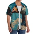 thumbnail image 2 of Sikiie Blue Watercolor Duck Men's Wrinkle Free Untucked Cuban Shirt Business Casual Button Down Shirts Short Sleeve ShirtLarge, 2 of 5