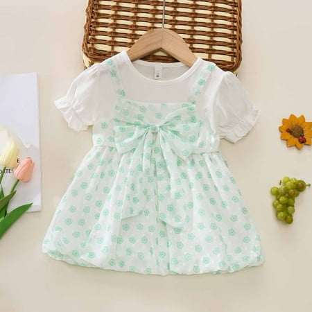 

Shldybc Baby Girl Dress Clearance Toddler Baby Girl Summer Short Sleeve Printed Mesh Suspender Dress Girls Dresses Summer Savings Clearance