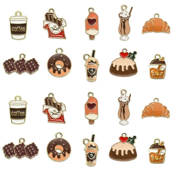 U8MO 50x Chocolate Cake Ice Cream Donut Charm Pendants for Jewelry Making Keychains
