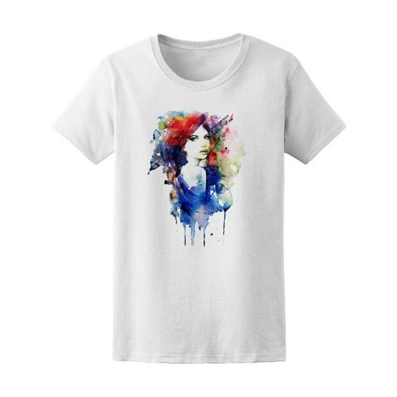 Fashion Rainbow Watercolor Model T-Shirt Women -Image by Shutterstock, Female XX-Large