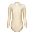 thumbnail image 6 of Zaldita Women's Ballet Dance Leotard Mock Turtleneck Long Sleeve Gymnastic Bodysuit Dancewear Nude XL, 6 of 7