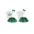 thumbnail image 2 of Kids Baby Girls Skirt Clothing Set, 6 12 18 24 Months 2T 3T 4T Short Sleeve Letters Print T-shirt with Plaid Tulle Skirt Headband Summer Outfit, 2 of 9