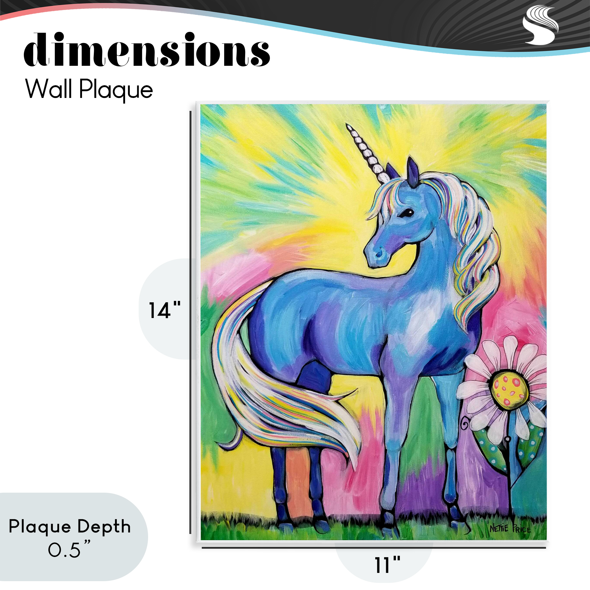 Stupell Industries Magical Unicorn in Rainbow Meadow Wall Plaque Art, design by Nettie Price