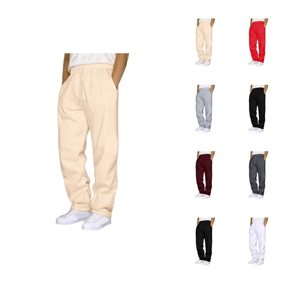 Sweat Pants for Mens 2026 Trendy Drawstring Elastic Waist Straight Leg Casual Pants Trousers with Pockets