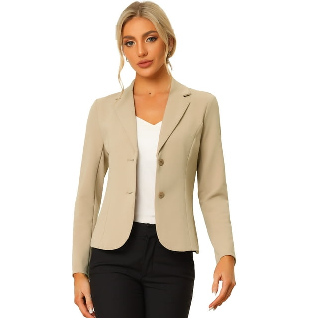ChaqueDe Traje De ChaqueElástiCon Cuello De SolaPaOficiDe Trabajo PaMujer Caqui XS